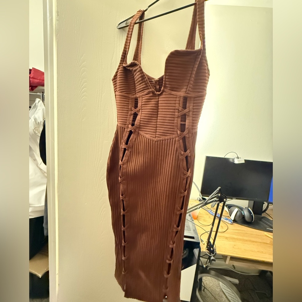 Fashion Nova Chocolate Cut-Out Midi Dress - Picture 3 of 3